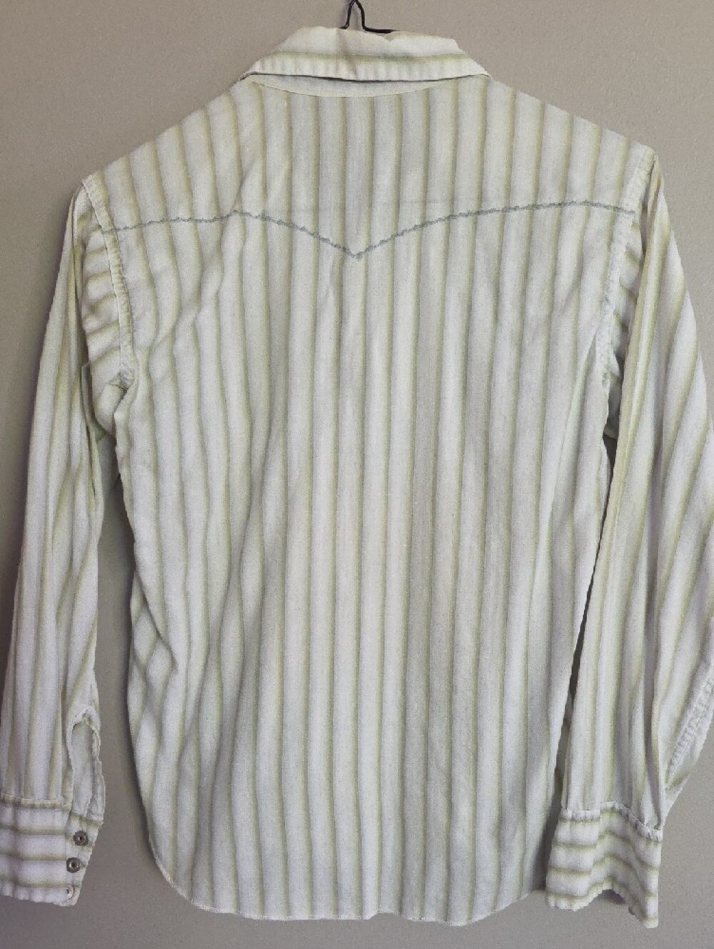 VTG Striped Snap-Up Western Shirt in Green and White - Picture 3 of 9